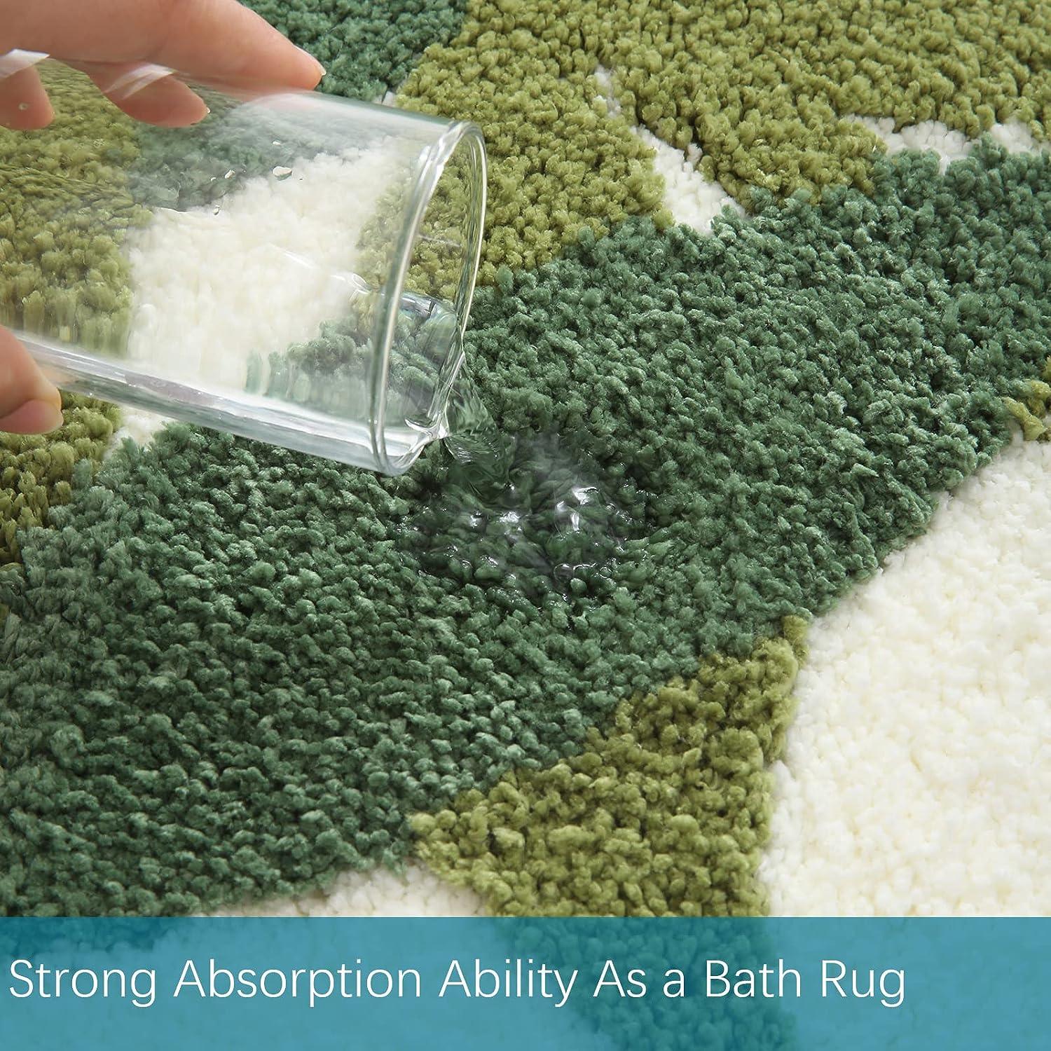 Tapete verde para baño, de microfibra, absorbente, con diseño de hojas con - VIRTUAL MUEBLES
