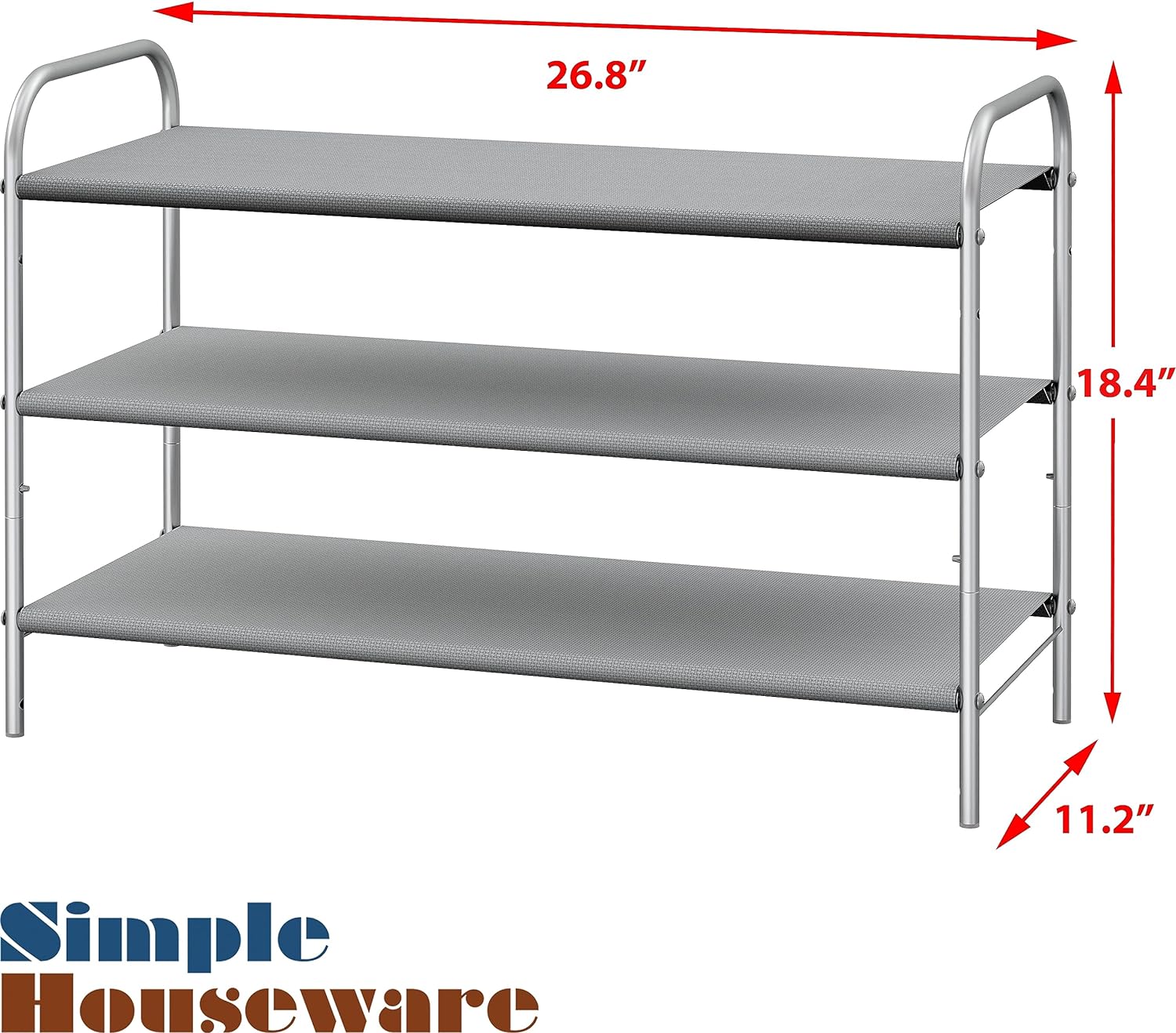 Simple Zapatero organizador de almacenamiento de 3 niveles, color gris