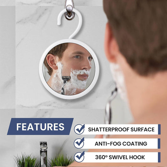 Espejo de afeitado redondo sin niebla colgante con gancho giratorio de 360 para - VIRTUAL MUEBLES
