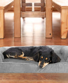 Cama mediana para perro de piel sintética y terciopelo, estilo sofá con funda