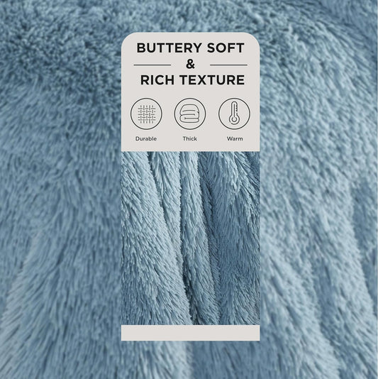 Bedsure Manta suave de piel sintética azul Acogedora, esponjosa, manta de forro