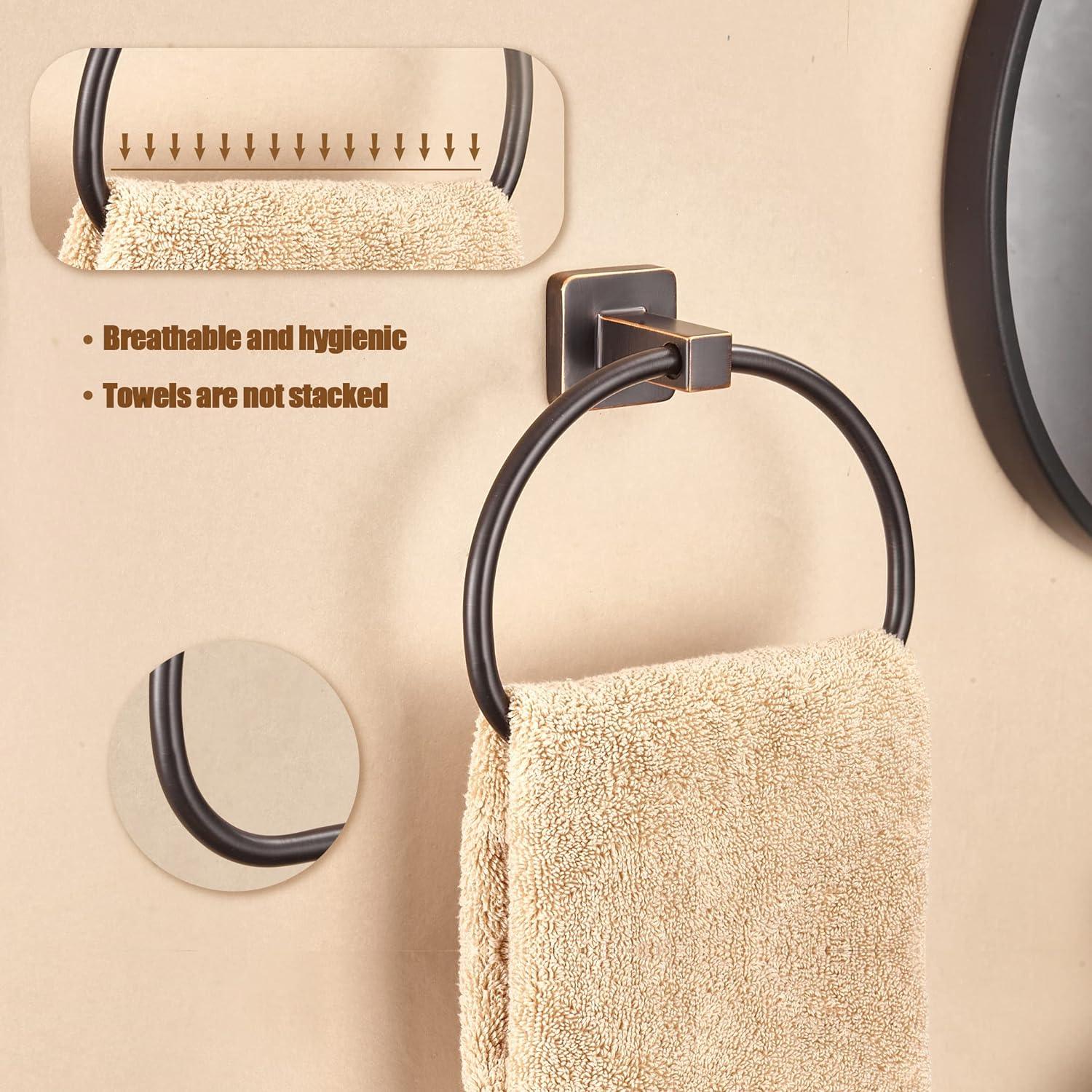 Anillo de toalla de bronce, soporte de pared para toallas de mano de baño, - VIRTUAL MUEBLES