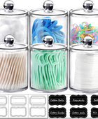 Qtip Paquete de 6 frascos dispensadores de boticario de 12 onzas para baño con etiquetas