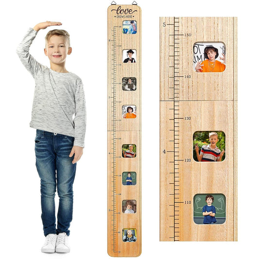 Tabla de crecimiento de madera para niños con marcos de fotos, regla de - VIRTUAL MUEBLES