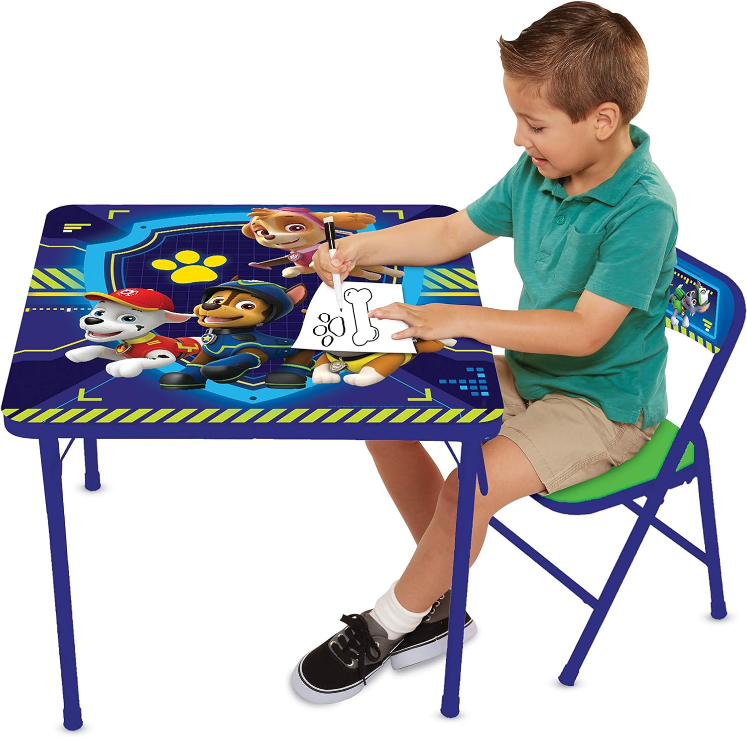 Juego de mesa y silla de Paw Patrol Junior, mesa plegable, sillas acolchadas