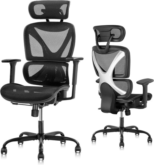 Silla de oficina ergonómica con soporte lumbar, sillas de malla grandes y altas