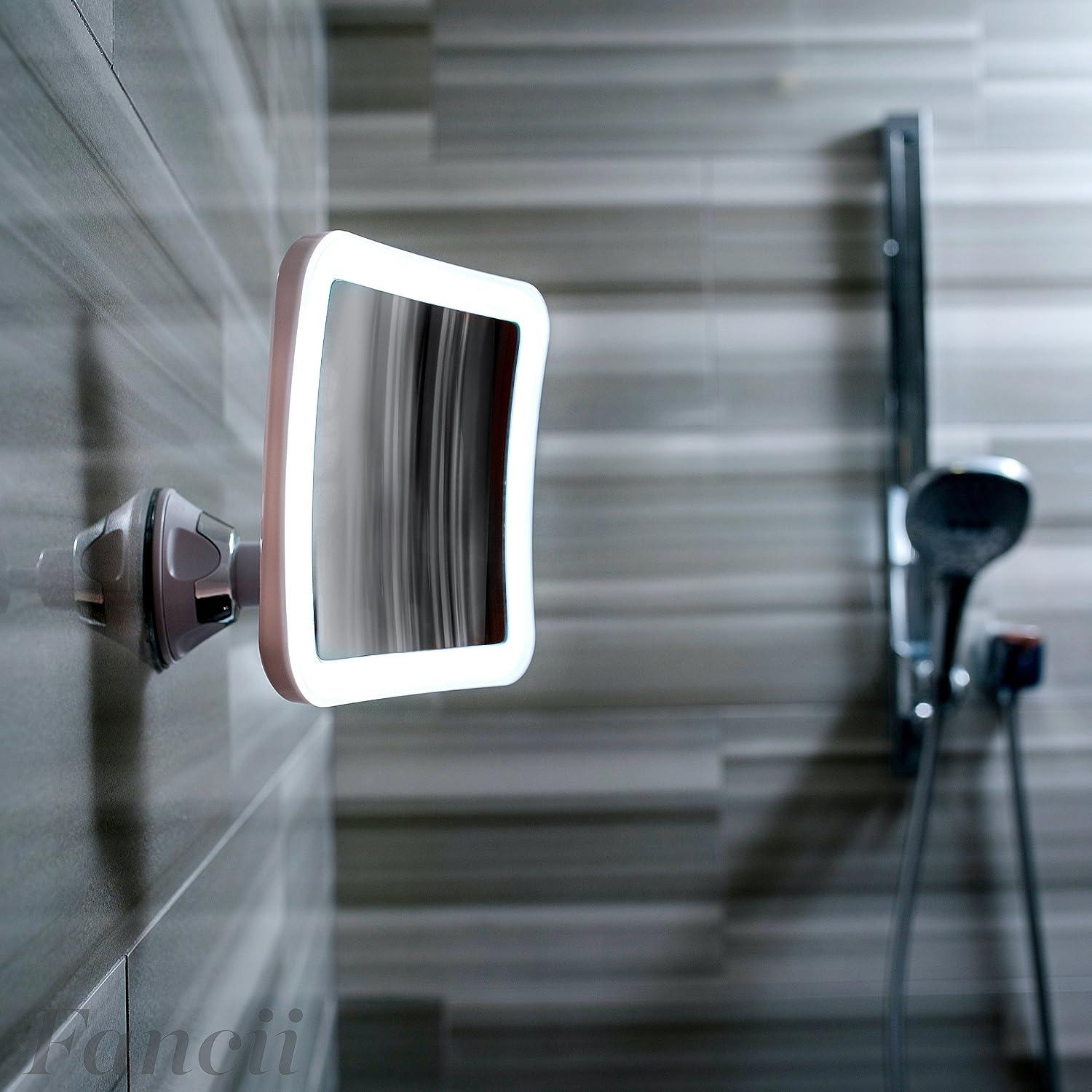 Espejo de aumento, cuello de cisne flexible con luz LED, espejo de  maquillaje con aumento 10X con ventosa de bloqueo de energía, luz de  relleno LED de