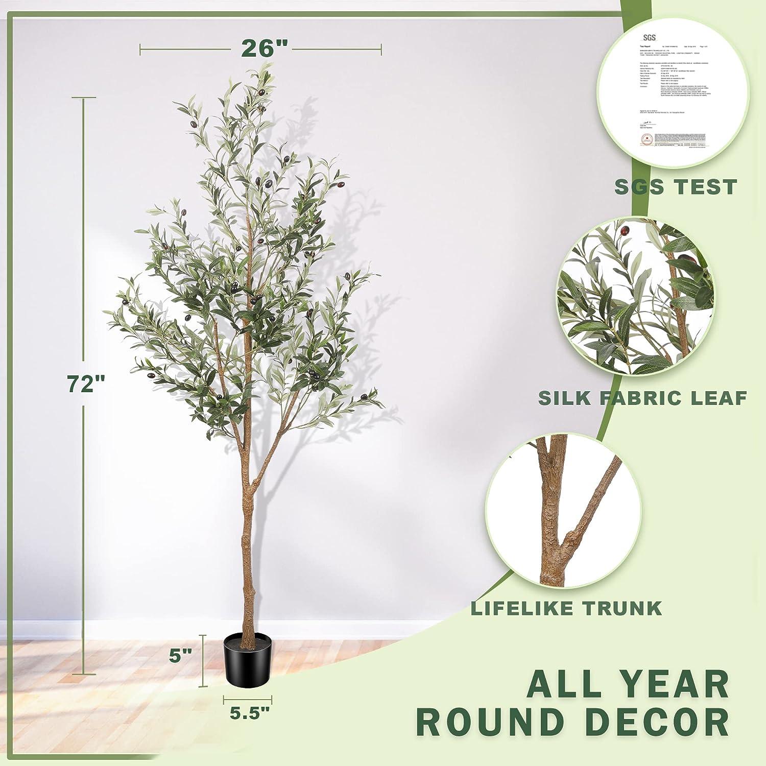Árbol de olivo artificial de 6 pies de alto, planta de seda