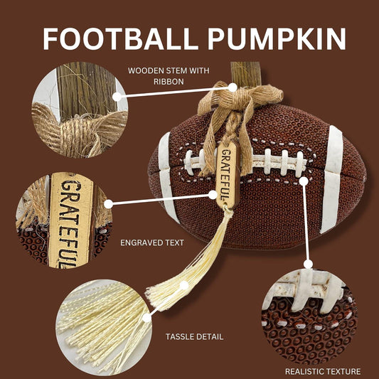 Decoración de fútbol de otoño, calabaza artificial que parece balones de - VIRTUAL MUEBLES