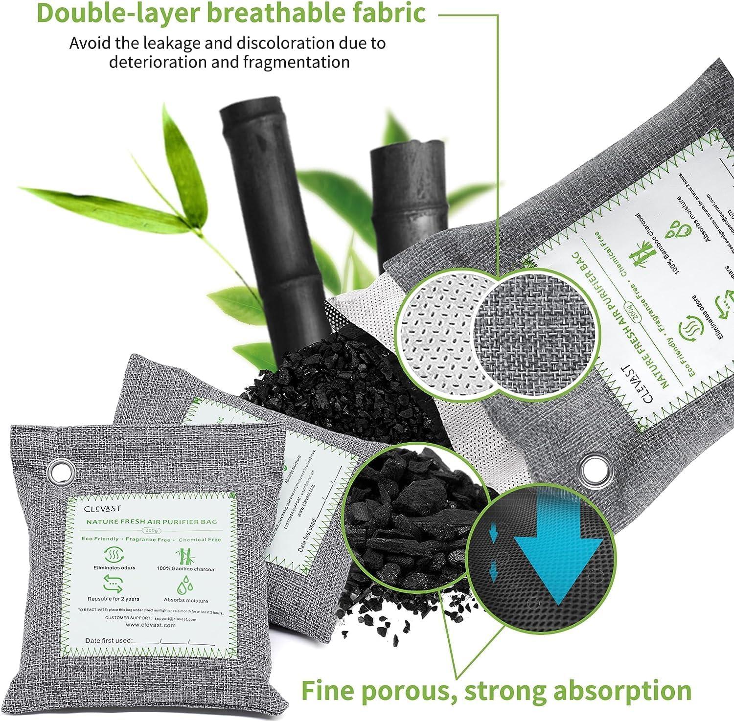 Bolsas purificadoras de aire de carbón de bambú (4 x 7.05oz), eliminan olores y - VIRTUAL MUEBLES