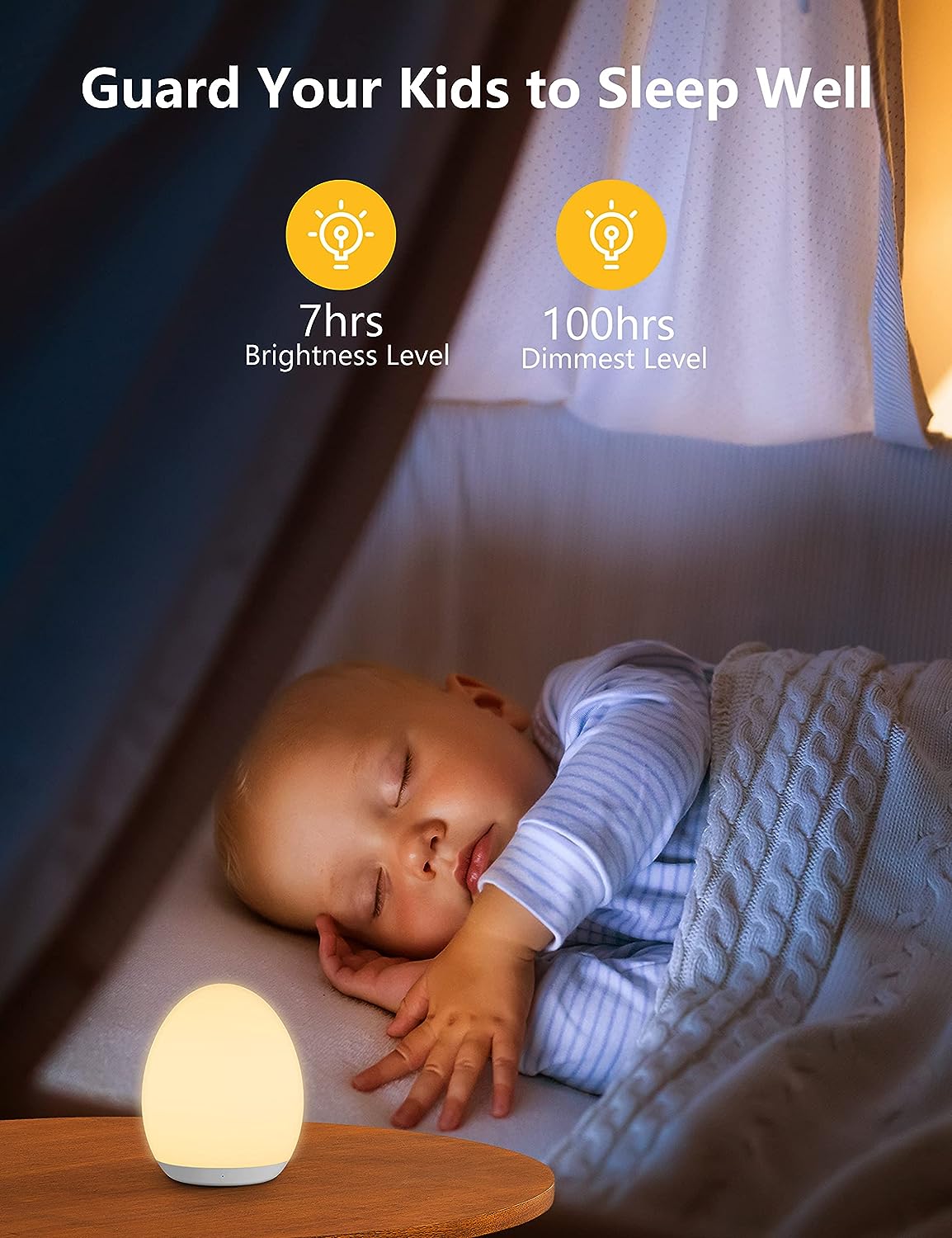 MediAcous Luz nocturna para niños, luz nocturna para bebé con 7 colore -  VIRTUAL MUEBLES