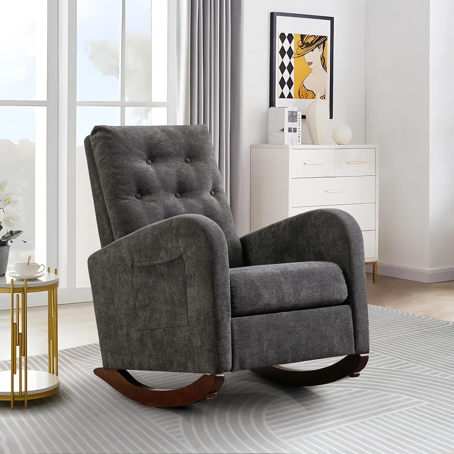 Mecedora moderna para guardería, silla mecedora tapizada con respaldo -  VIRTUAL MUEBLES