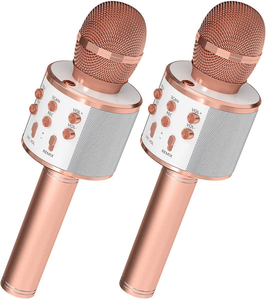 Paquete de 2 micrófonos de karaoke para niños, micrófono inalámbrico Bluetooth