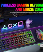 Combo de teclado y mouse inalámbricos para juegos con 87 teclas, luz de fondo