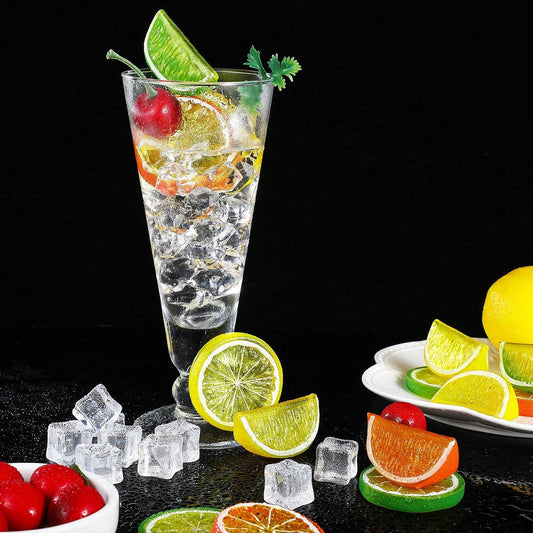 Juego de 90 cubitos de hielo de frutas falsas, incluye 30 rodajas de limón de - VIRTUAL MUEBLES