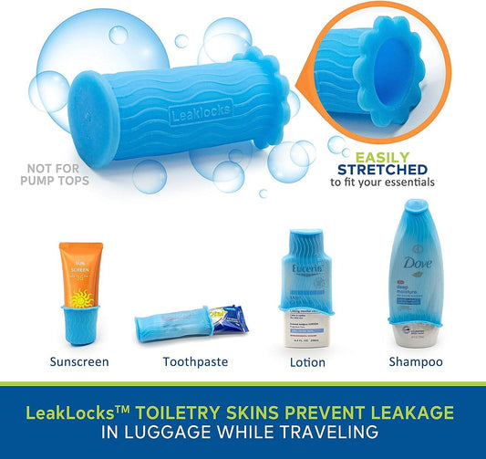 LeakLocks Toiletry Skins Funda elástica para contenedor de viaje a prueba de - VIRTUAL MUEBLES
