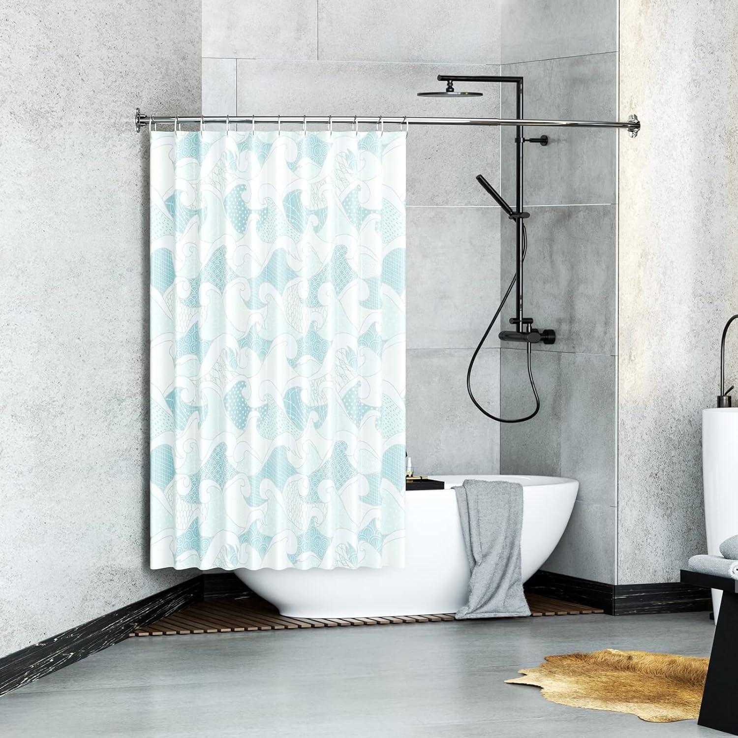 Barra de cortina de ducha curva, ajustable de 43 a 72 pulgadas, barra de  ducha curvada, resistente al óxido, diseño telescópico para baño, color