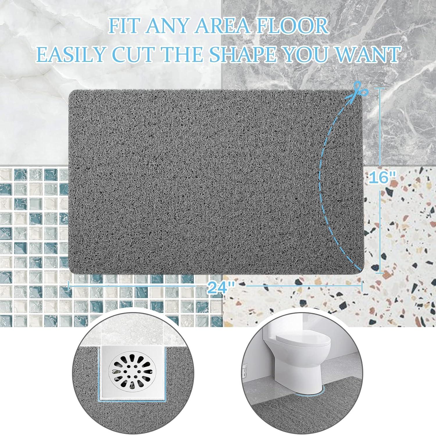 LuxStep - Tapete de ducha, de 24 x 16 pulgadas, tapete de baño  antideslizante con drenaje, tapete de baño de cloruro de polivinilo, de  secado rápido
