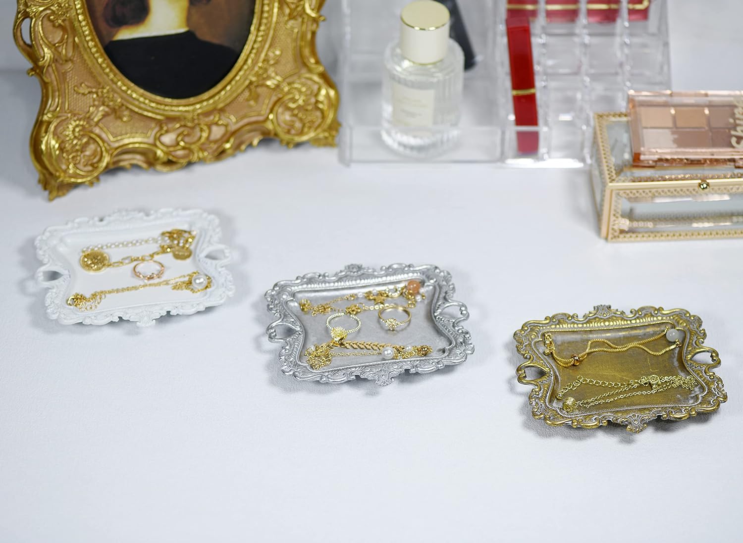 Funly Bandeja de joyería vintage para baratijas pequeñas, soporte para anillos