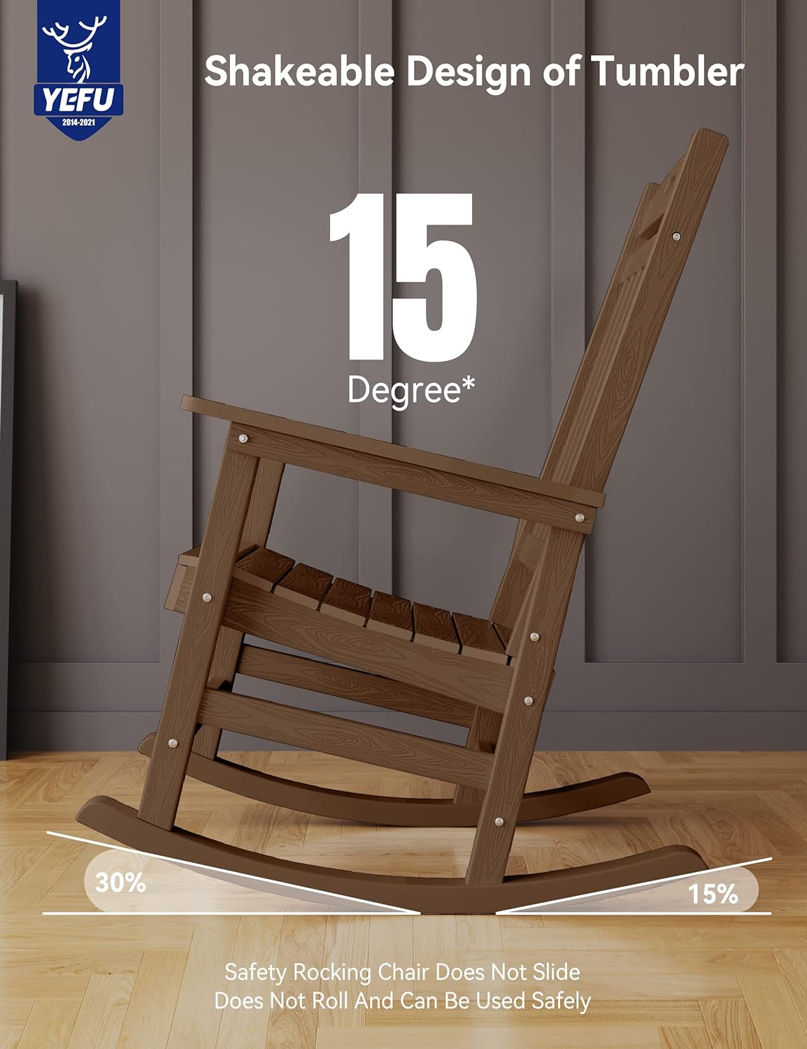 Mecedora para exteriores, silla mecedora de madera de polietileno con respaldo