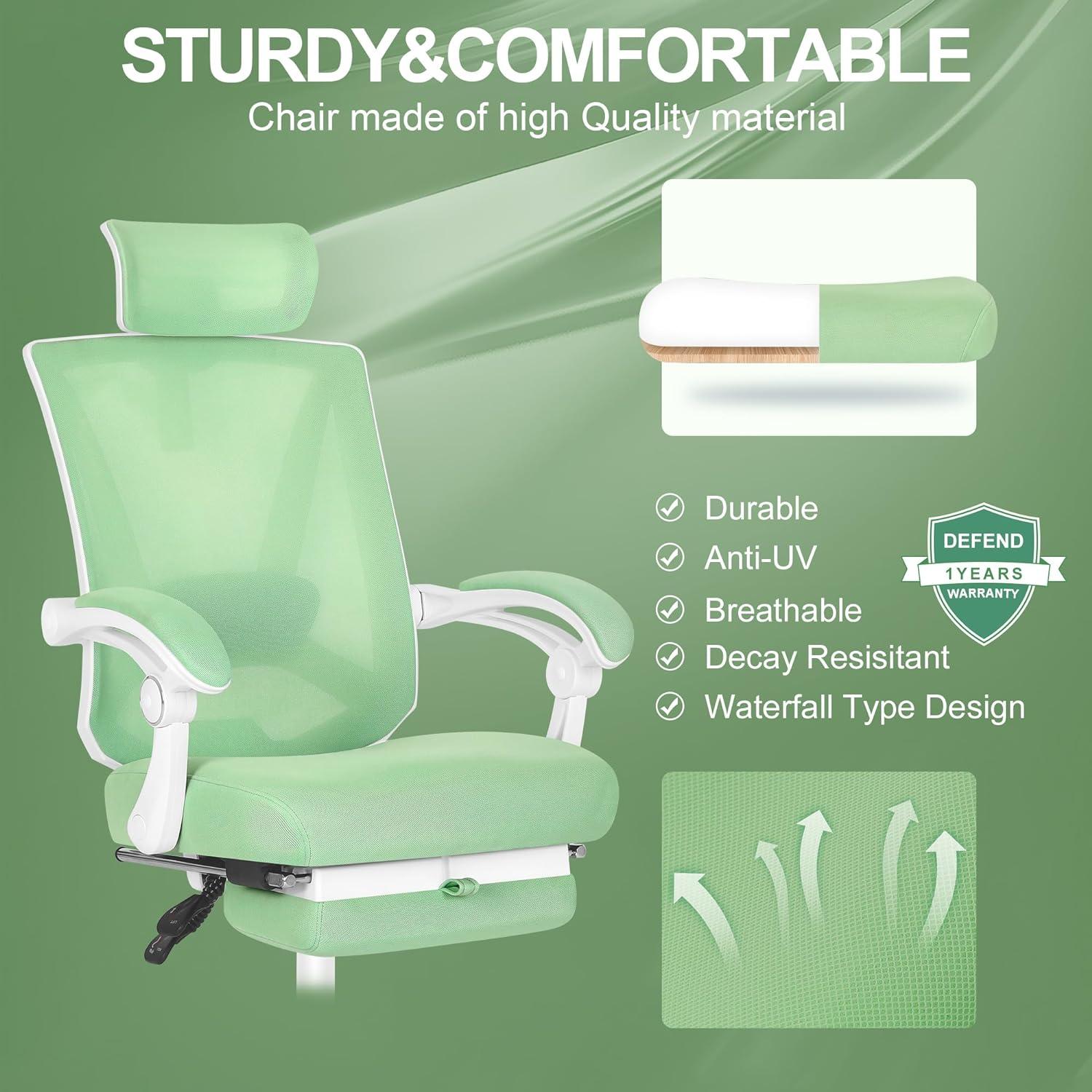 Silla de oficina ergonómica con reposapiés, silla de escritorio ergonómica con