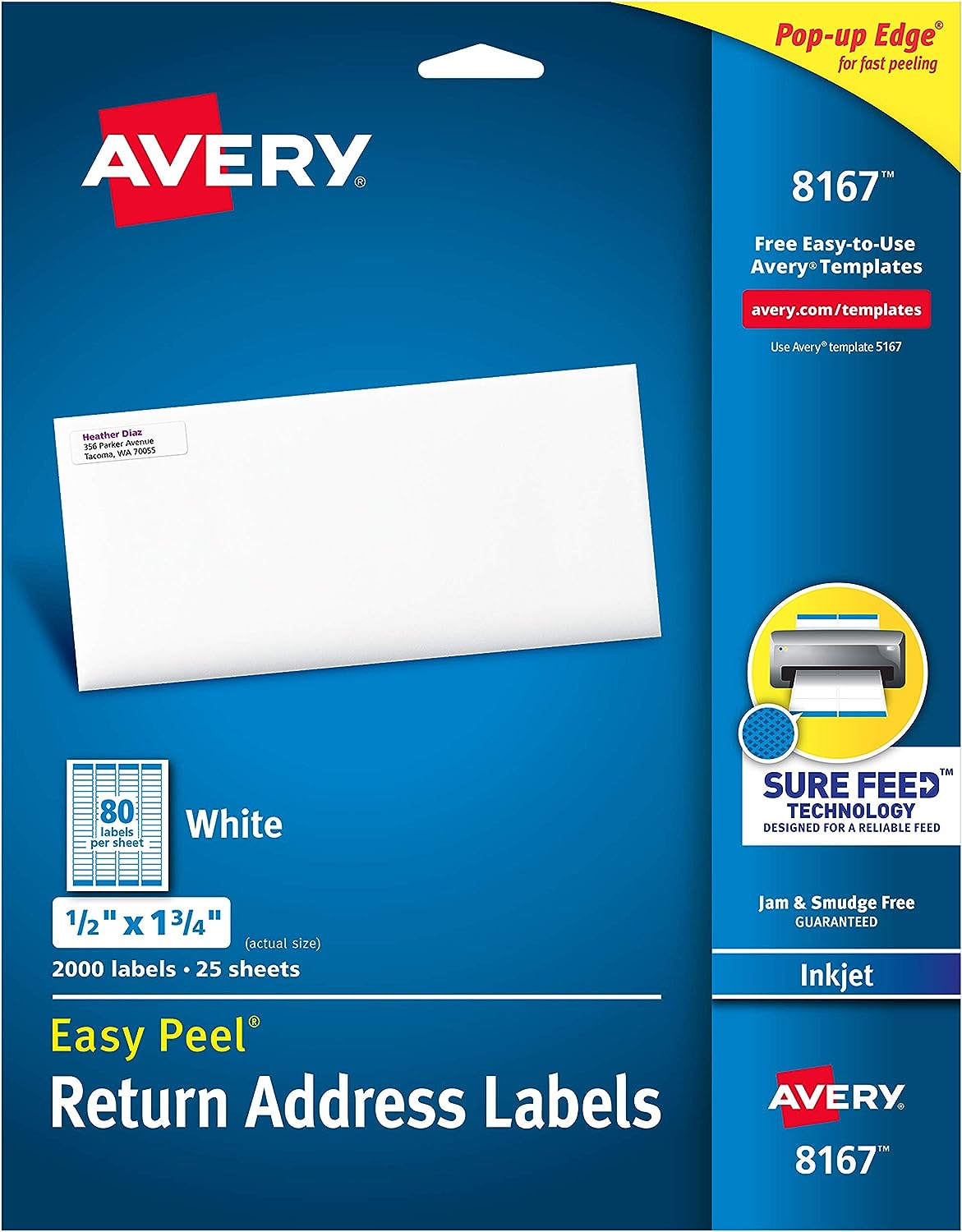 Avery 32132 - Papel adhesivo para imprimir calcomanías que puedes cambiar  de posición, color blanco mate, 8.5 x 11, 2 paquetes con 40 hojas en total