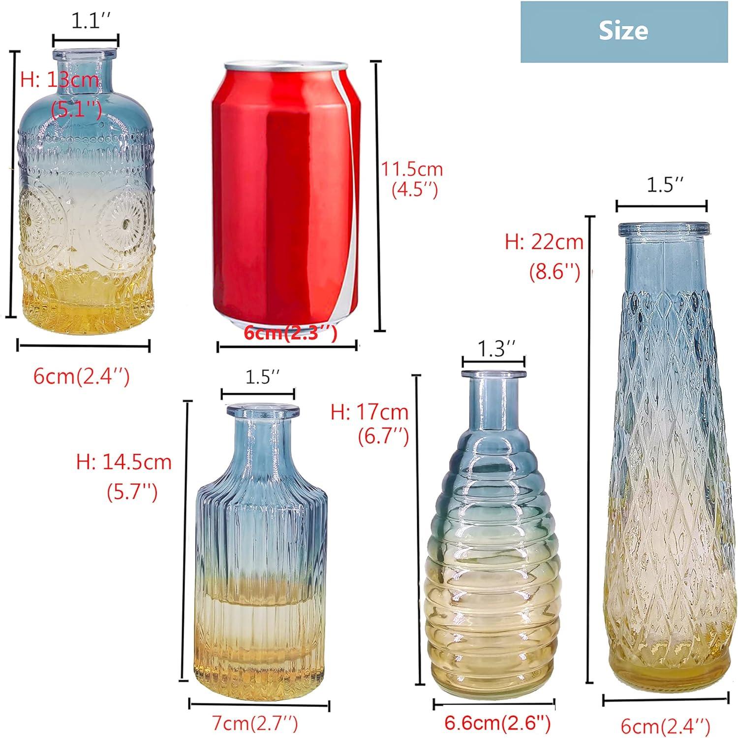 Juego de 4 jarrones de cristal barrocos con forma de brote barroco jarrón de