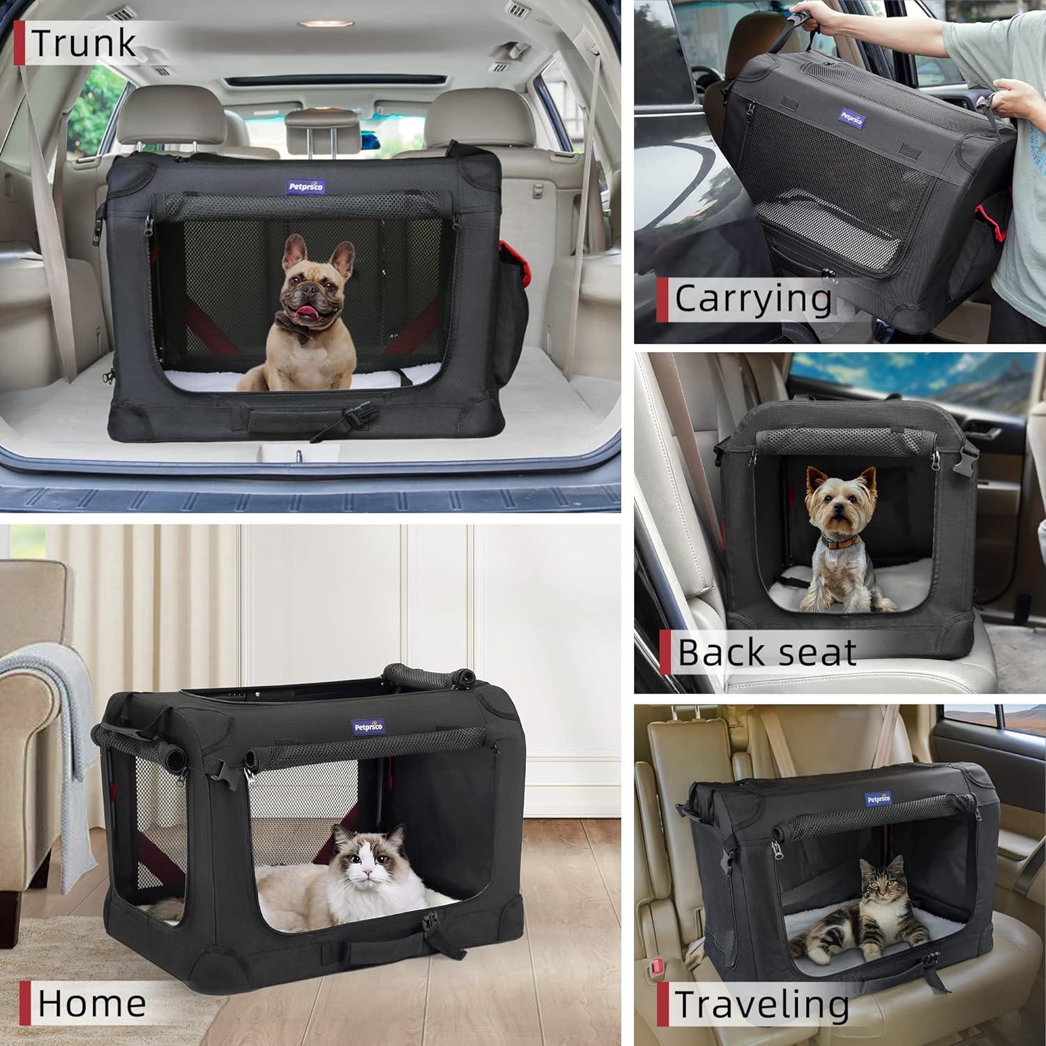 Jaula plegable portátil para perros, jaula de viaje para perros de 24 x 17  x 17 pulgadas con manta suave y cálida y cuenco plegable para gatos grandes