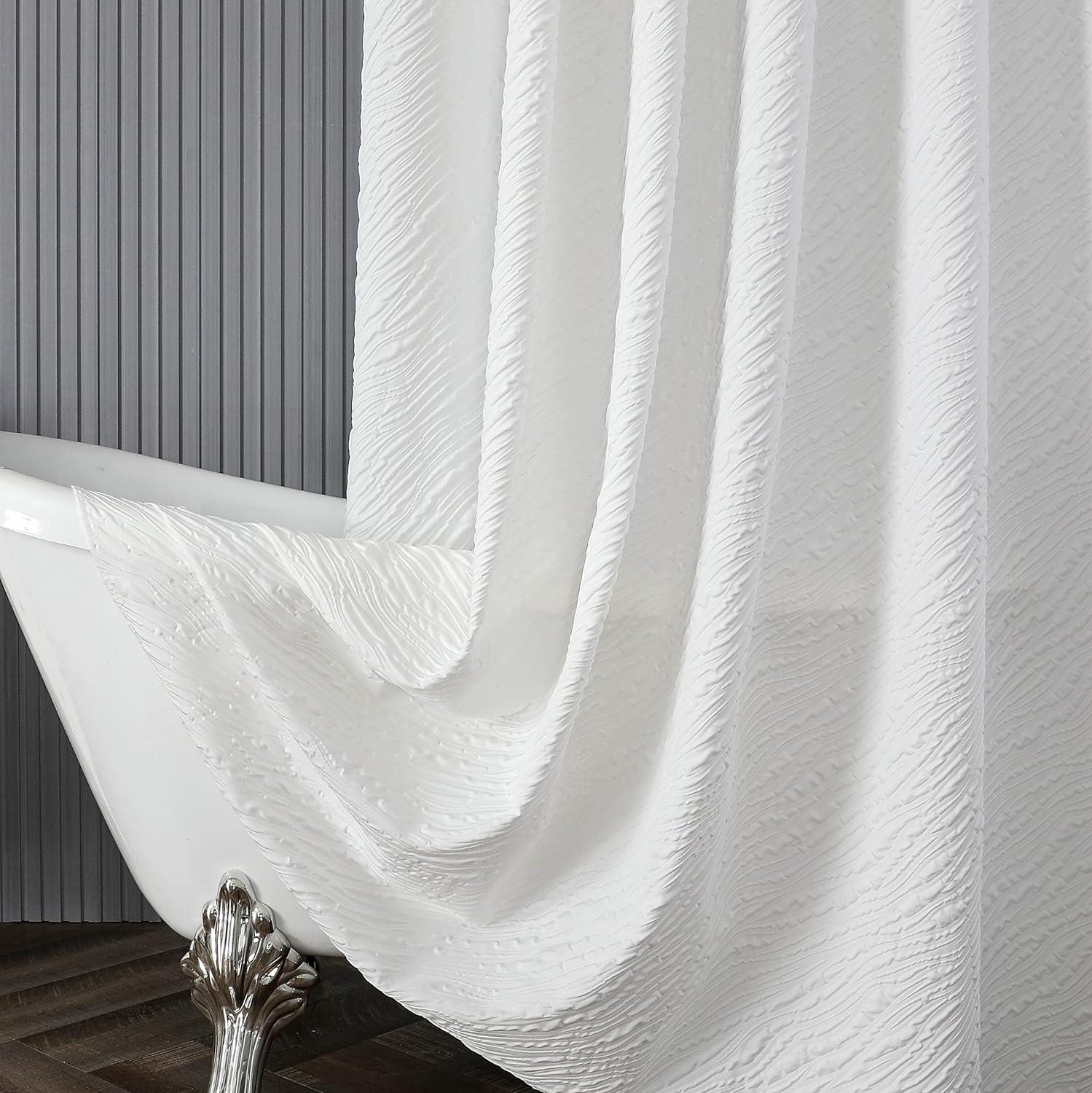 OWENIE Cortina de ducha blanca para baño, cortina de ducha de tela  impermeable geométrica en relieve 3D, diseño moderno, elegante, innovador,  estilo