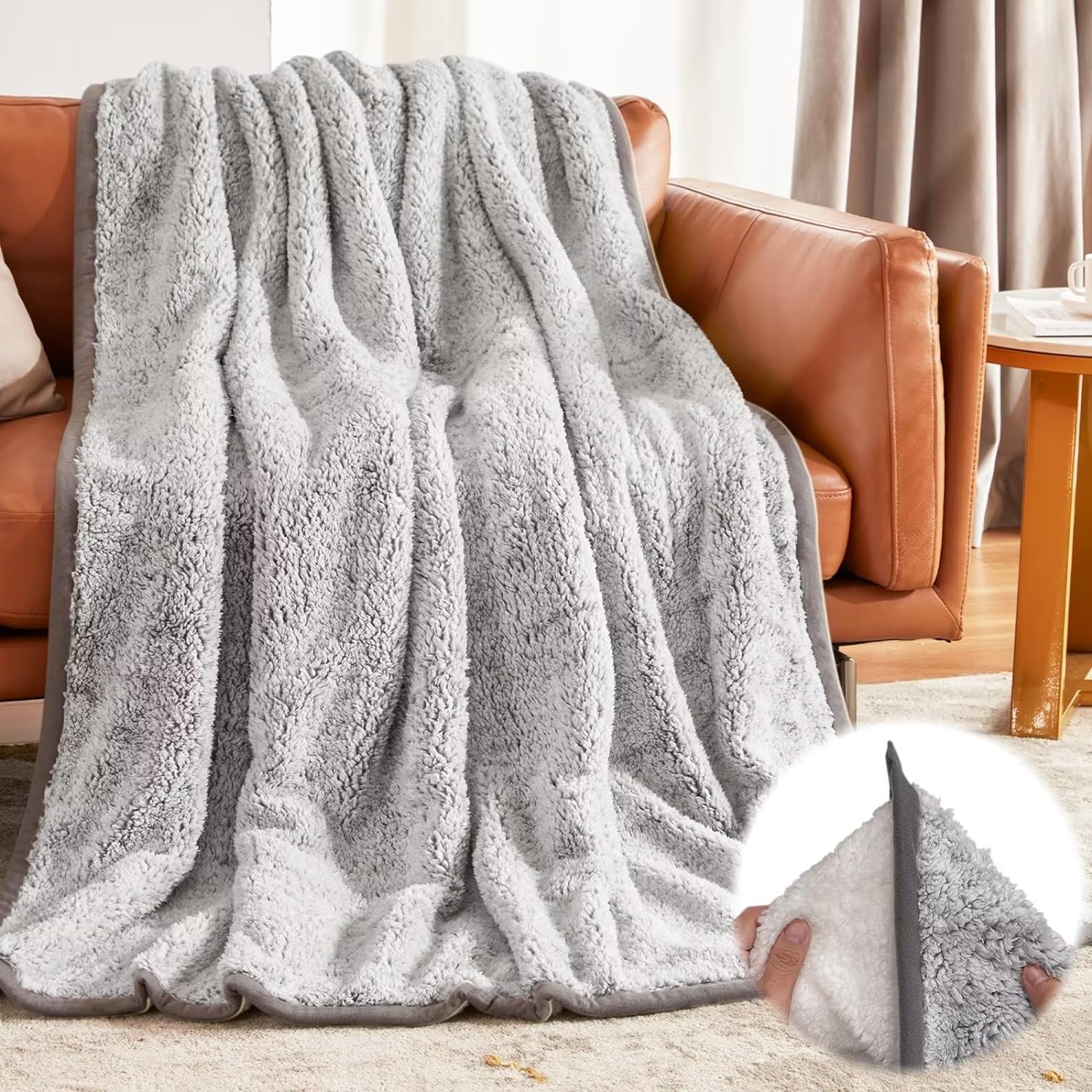  Bedsure Manta Sherpa tamaño individual – Manta individual  mullida suave y acogedora para sofá, manta de forro polar gruesa y cálida  para invierno, manta amarilla de otoño, 60 x 80 pulgadas 