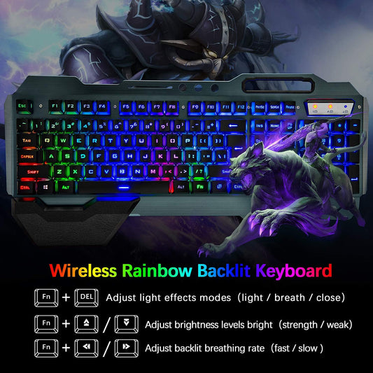 Teclado y mouse inalámbricos juego de ratón y teclado recargables de arco iris