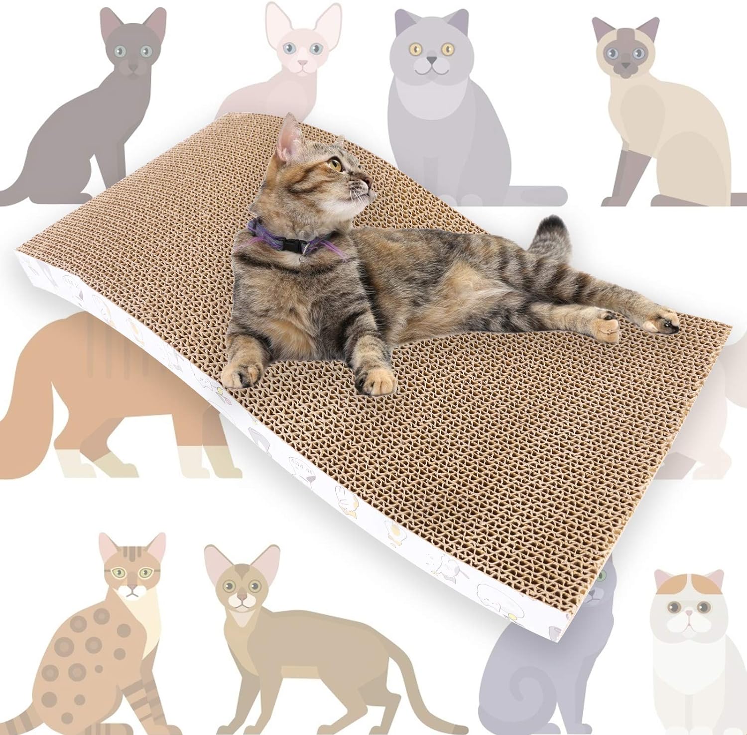 Paquete de 3 almohadillas rascadoras para gatos corrugado para gatos tipo S,