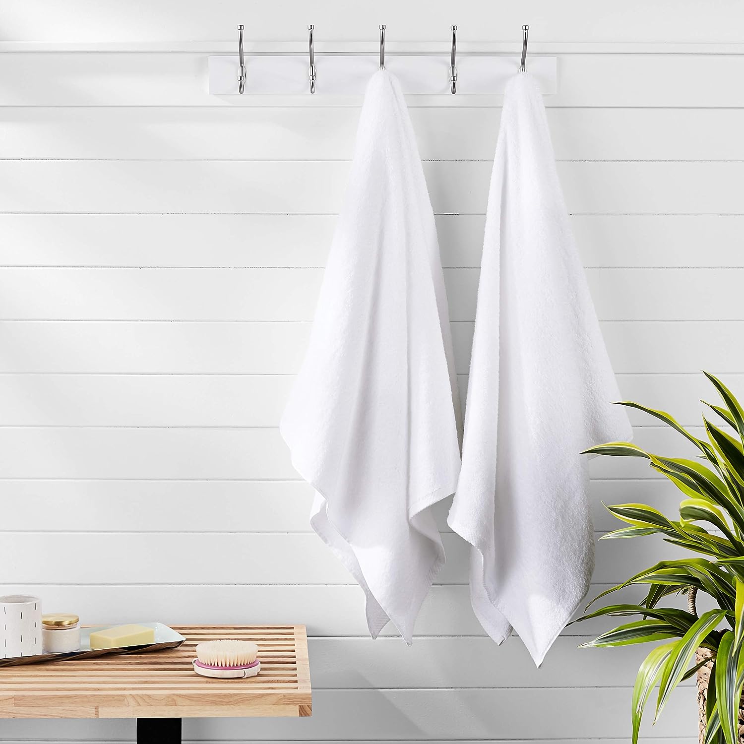 Tienda Basics Toallas de baño de secado rápido, 100% algodón, paquete de 2,