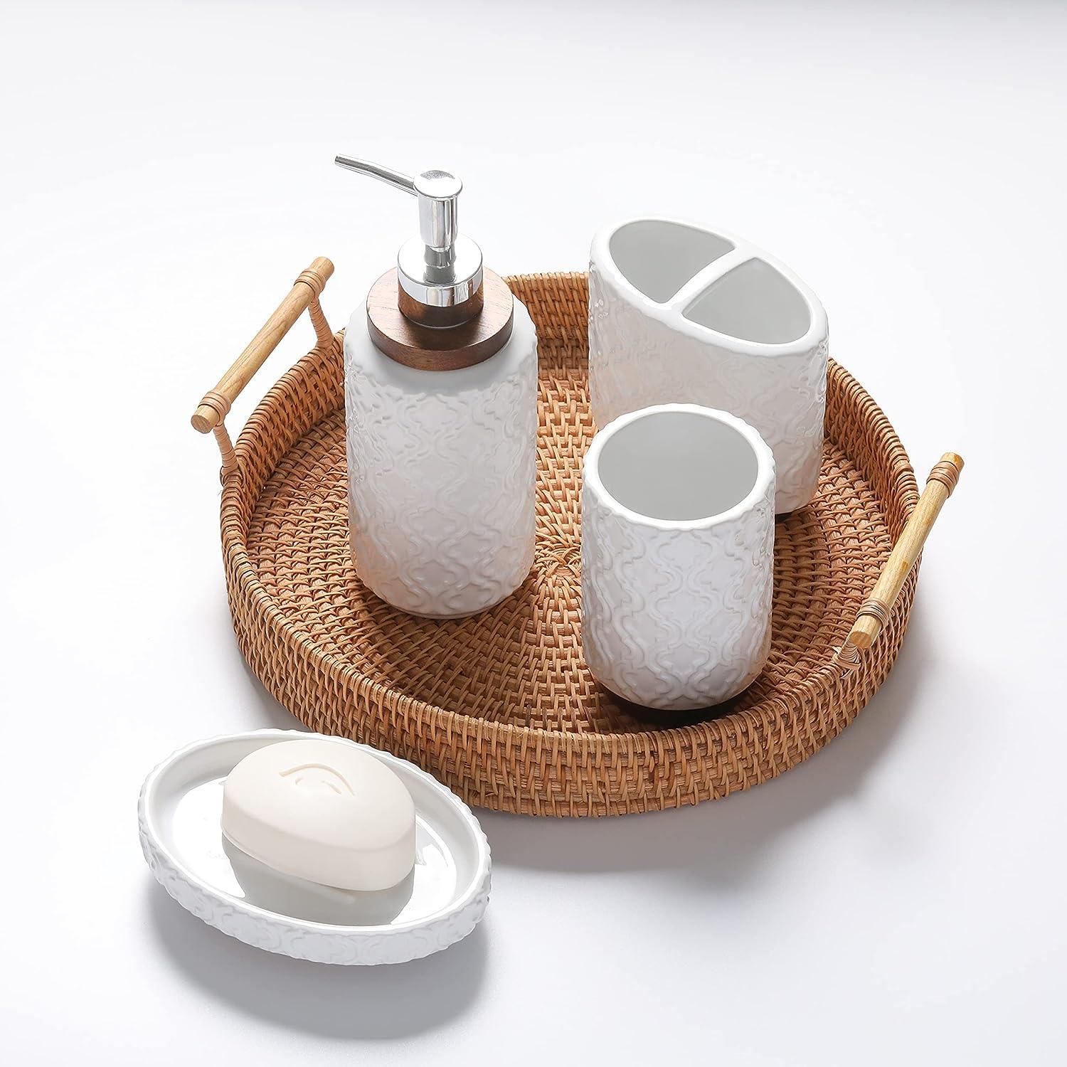 RQYIXI Juego de accesorios de baño, 4 piezas, soporte para cepillo de dientes, - VIRTUAL MUEBLES