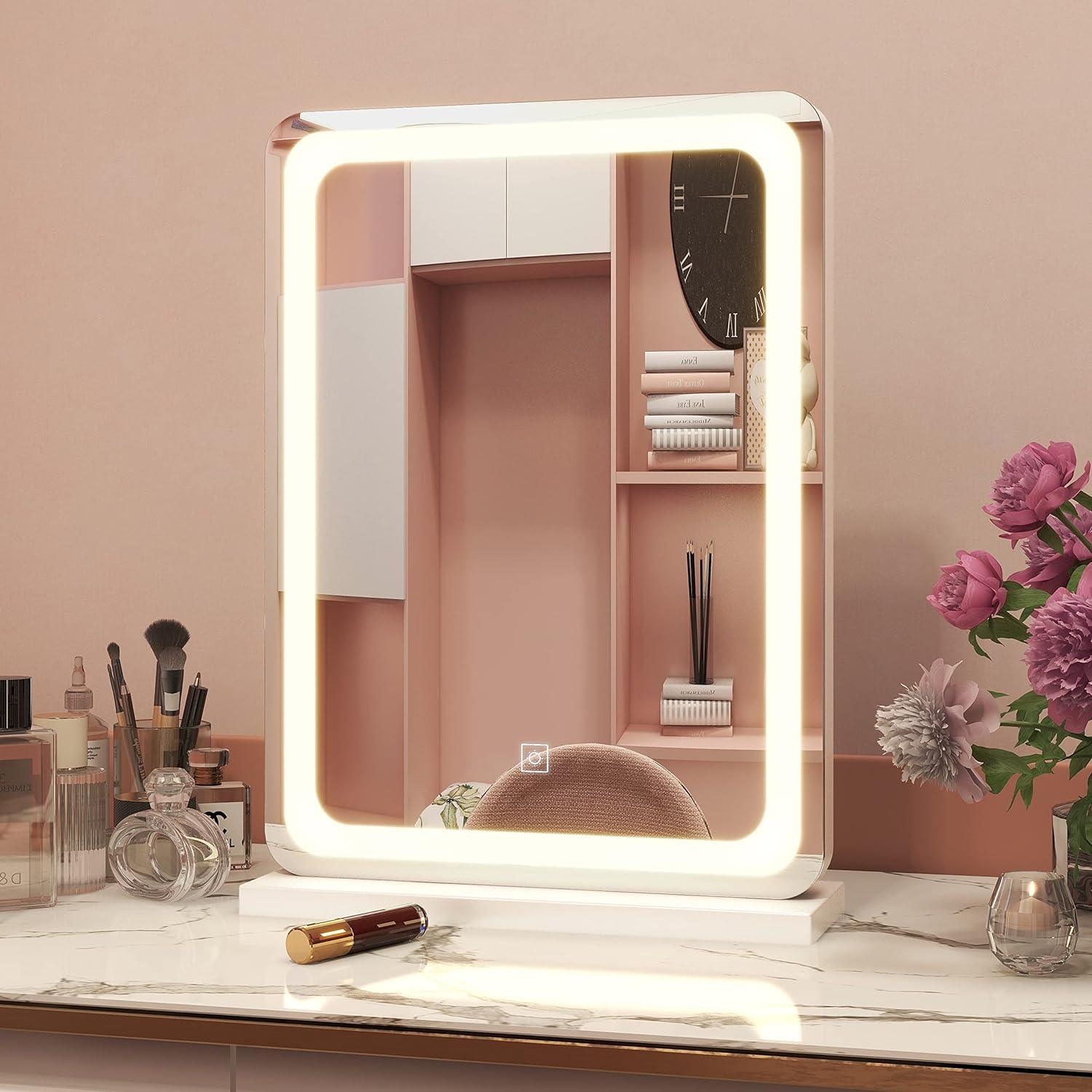 Espejo de tocador con luces, espejo de maquillaje LED de 12 x 16 pulgadas, - VIRTUAL MUEBLES