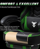 Silla de juegos verde con respaldo alto y reposapiés, silla reclinable para