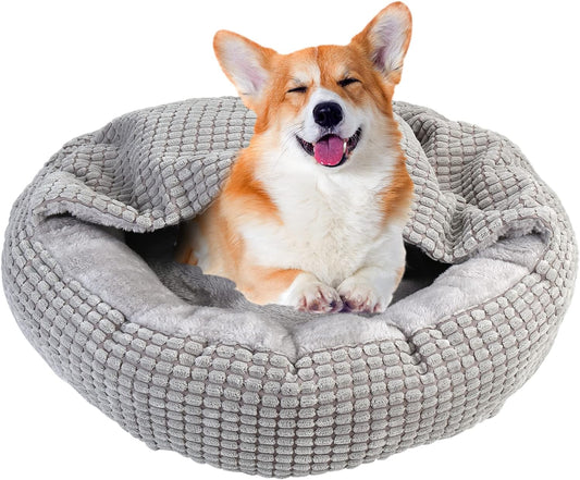 Cama cubierta para perro, cama acogedora para perros de 23 pulgadas con manta