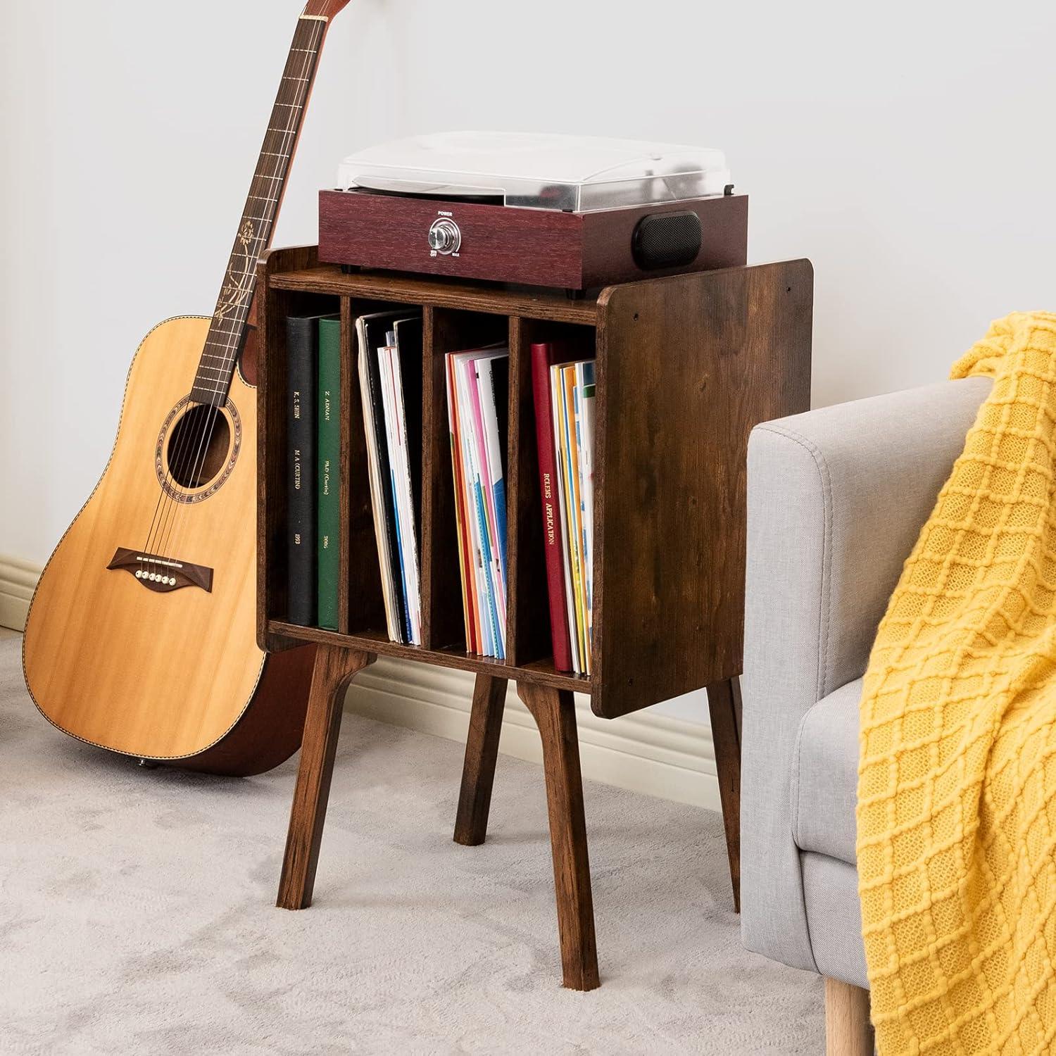 Soporte para tocadiscos, mesa de almacenamiento para discos de vinilo con 4