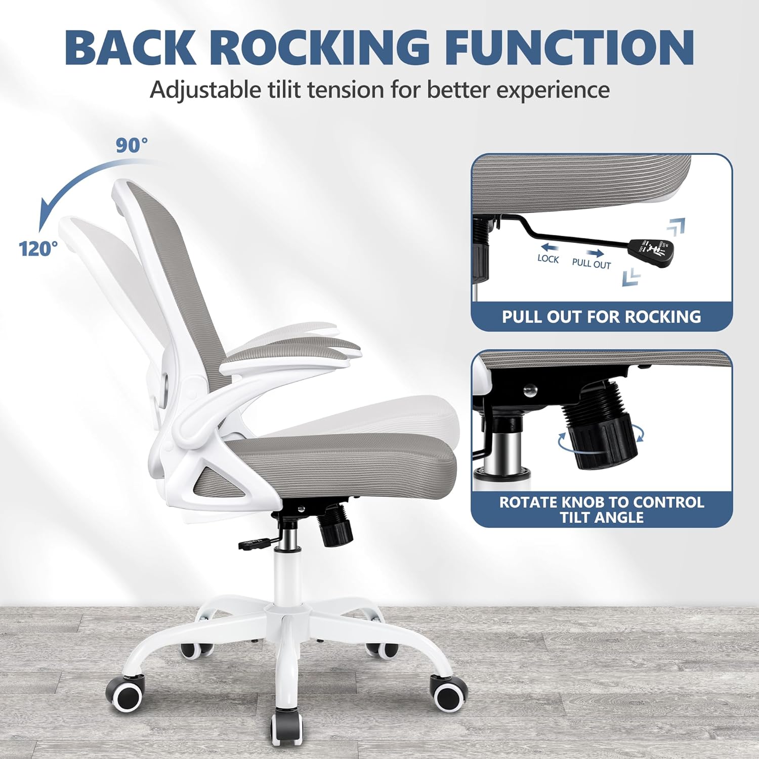 Winrise Silla de oficina, sillas ergonómicas de escritorio de oficina en  casa, malla transpirable, respaldo medio, cómoda silla de trabajo con