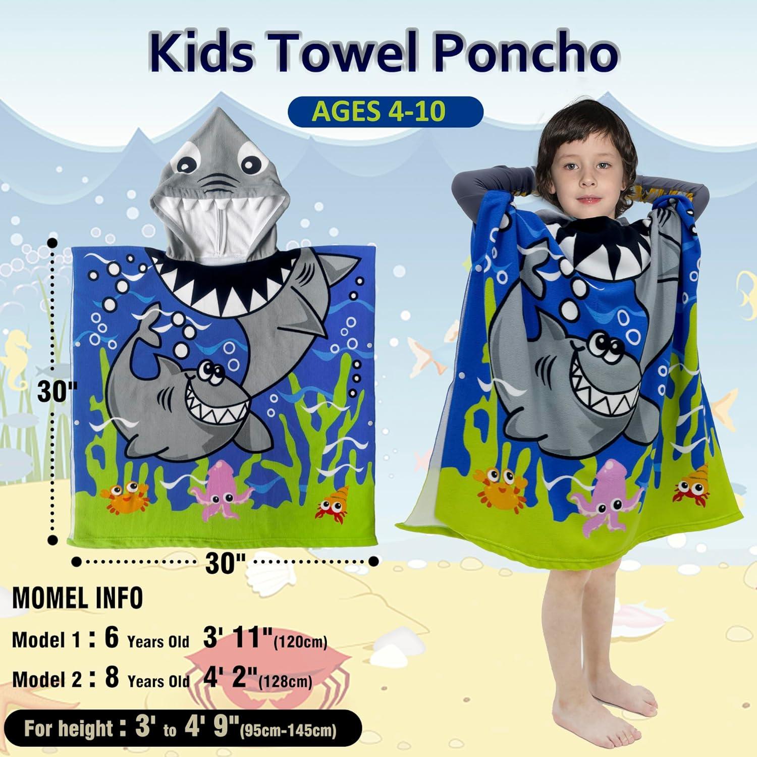 Toallas de playa con capucha para niños, toalla de baño para niños de 4 a 10 - VIRTUAL MUEBLES