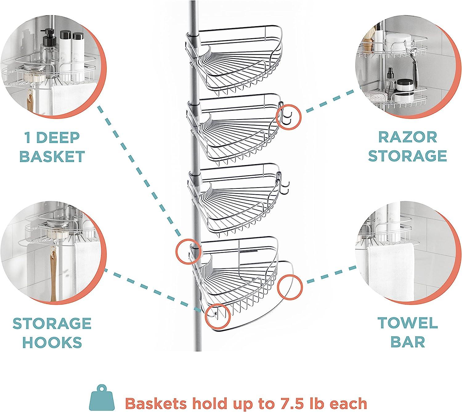 Zenna Home Organizador de ducha esquinero resistente al óxido para bañ -  VIRTUAL MUEBLES