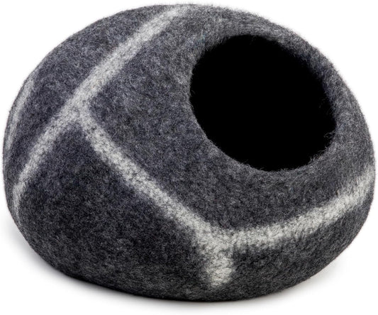 Cama tipo cueva de lana para gatos hecha a mano de 100% lana merina, cueva