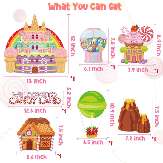 B1ykin Juego de 50 piezas de decoración de tablones de anuncios de Candyland