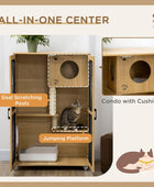 PawHut Casa para gatos con árbol para gatos en el interior, jaula con ruedas