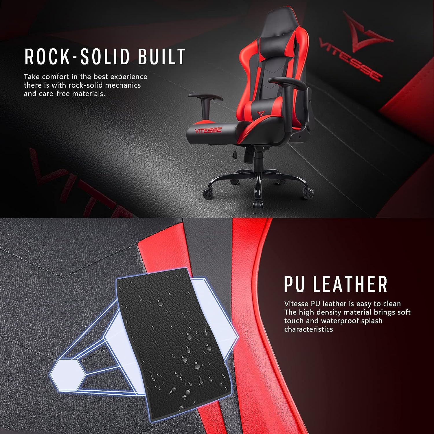 Silla de computadora VIT para videojuegos con respaldo alto de PC,  ergonómica silla de escritorio de oficina giratoria E-Sports silla de cuero  con