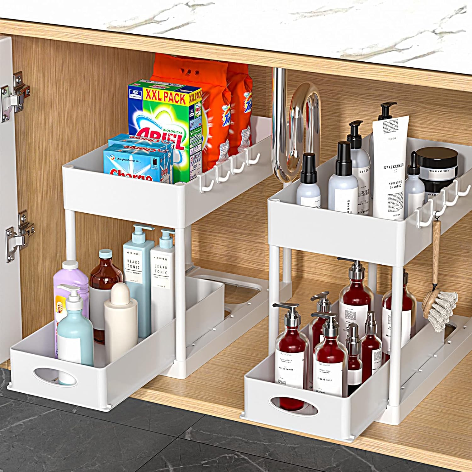Comprar Organizador extraíble de 2 niveles, bandeja divisoria para tocador,  nuevo estante de almacenamiento para cocina