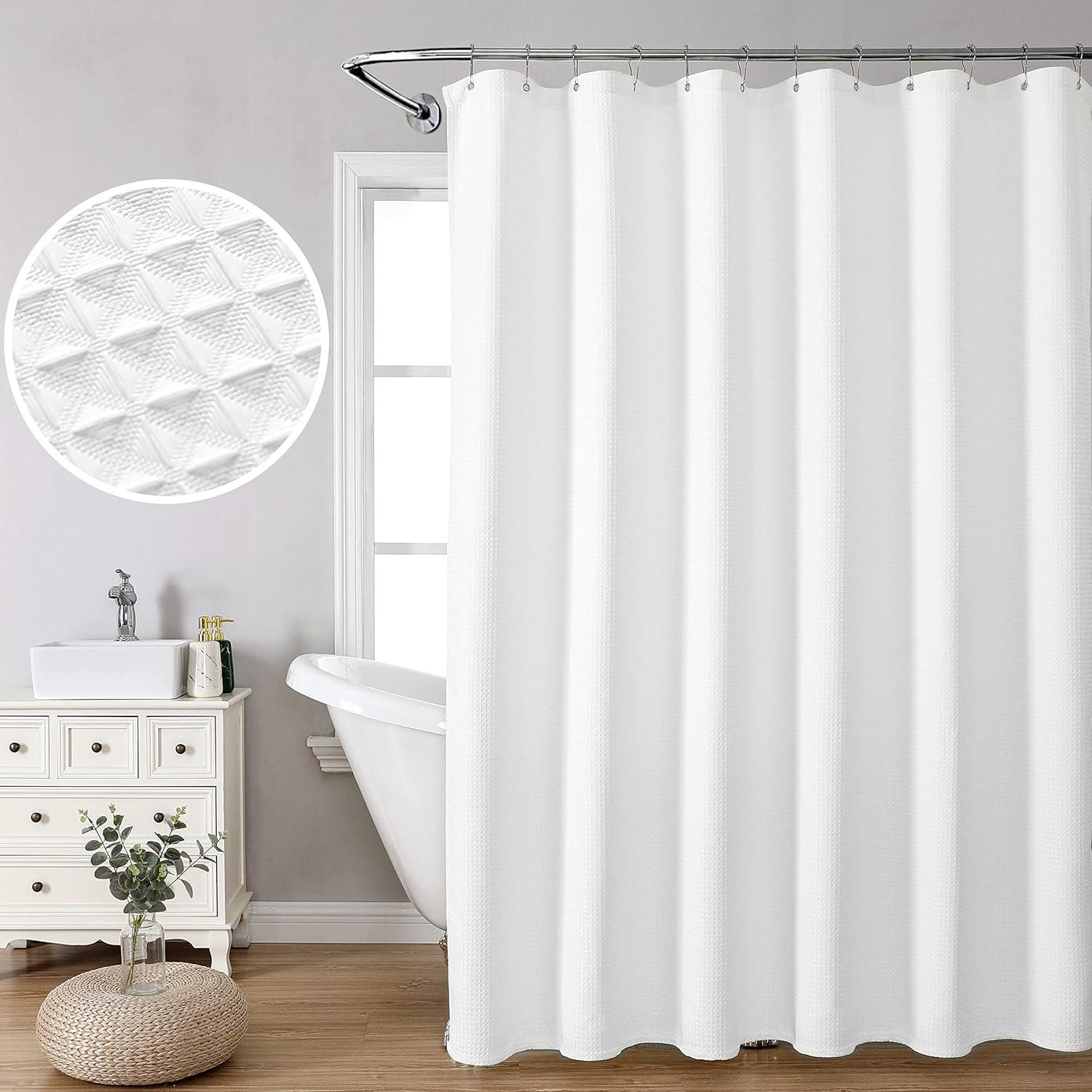 CAROMIO Cortinas de baño para ventana, tejido de gofre, 210 GSM, tela  gruesa para cocina, 24 pulgadas de largo, cortina corta para café (blanco,  30 x