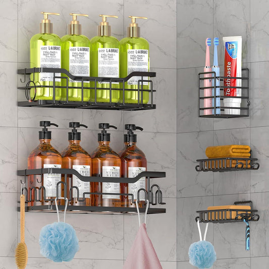 DILEASIR Paquete de 5 estantes de ducha, organizador de ducha ultra adhesivo - VIRTUAL MUEBLES