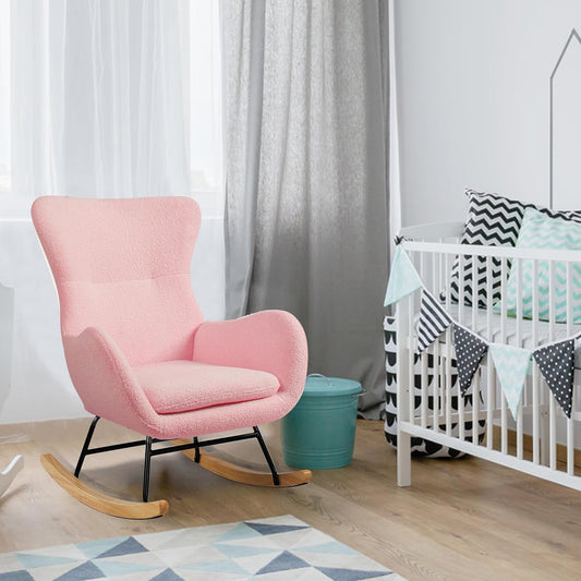 Cómoda mecedora para cuarto de bebé, silla deslizante con respaldo alto,