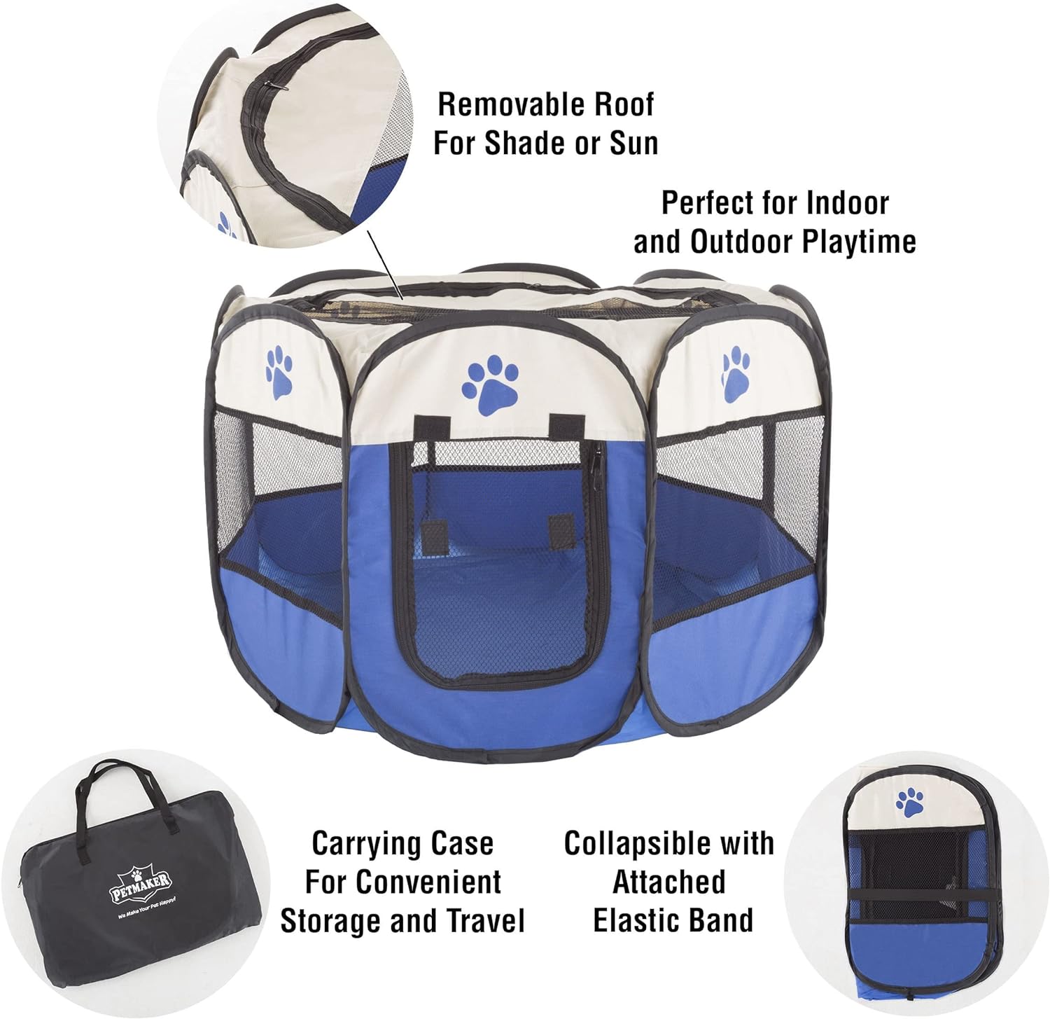 PETMAKER Corralito plegable para mascotas con funda de transporte, para uso en